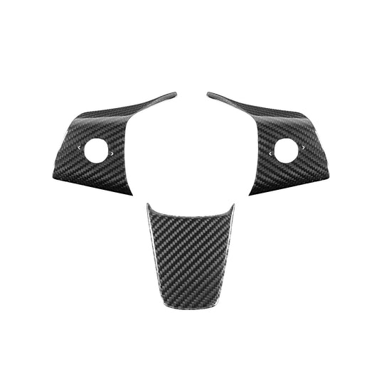 Tesla Model Y 3 2019-2023 Real Carbon Fiber Steering Wheel Sticker Trim