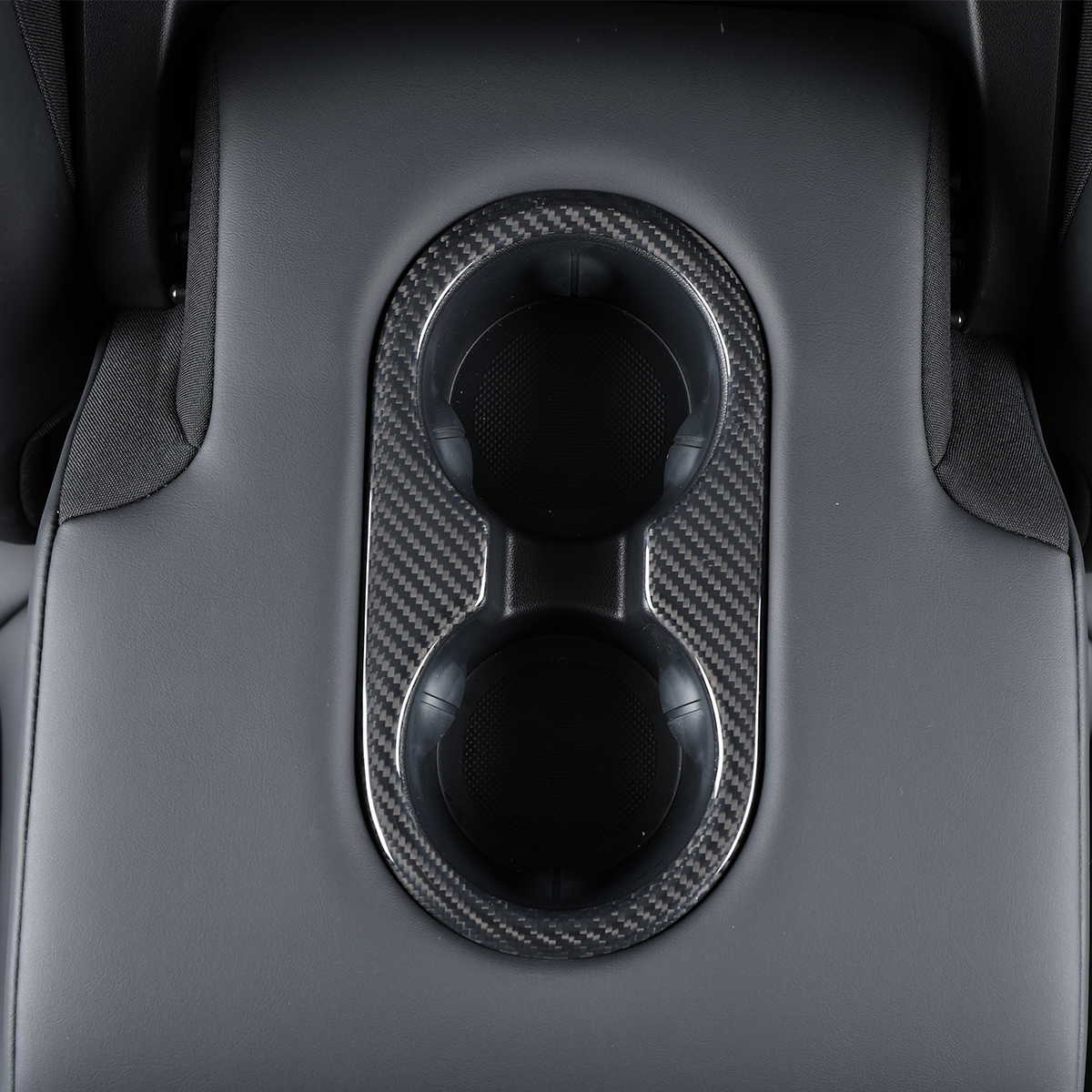 Tesla Model Y 3 2021-2023 Rear Seat Cup Holder Panel Cover Dry Carbon Fiber