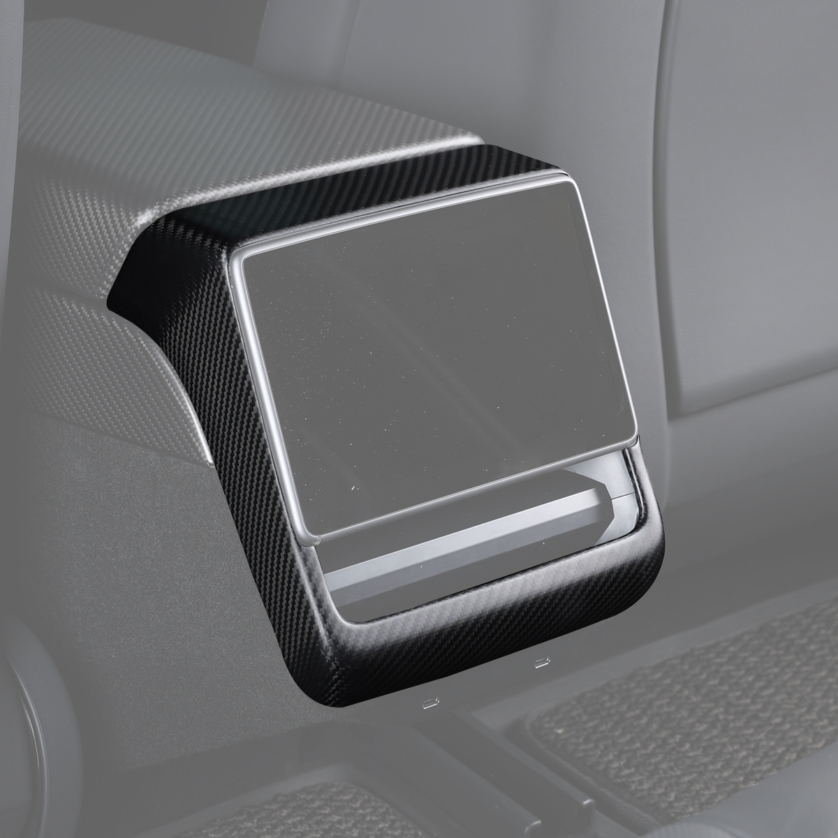 Tesla Model Y Juniper 2025 Central Armrest Rear Display Screen Air Outlet Frame Trim Dry Carbon Fiber