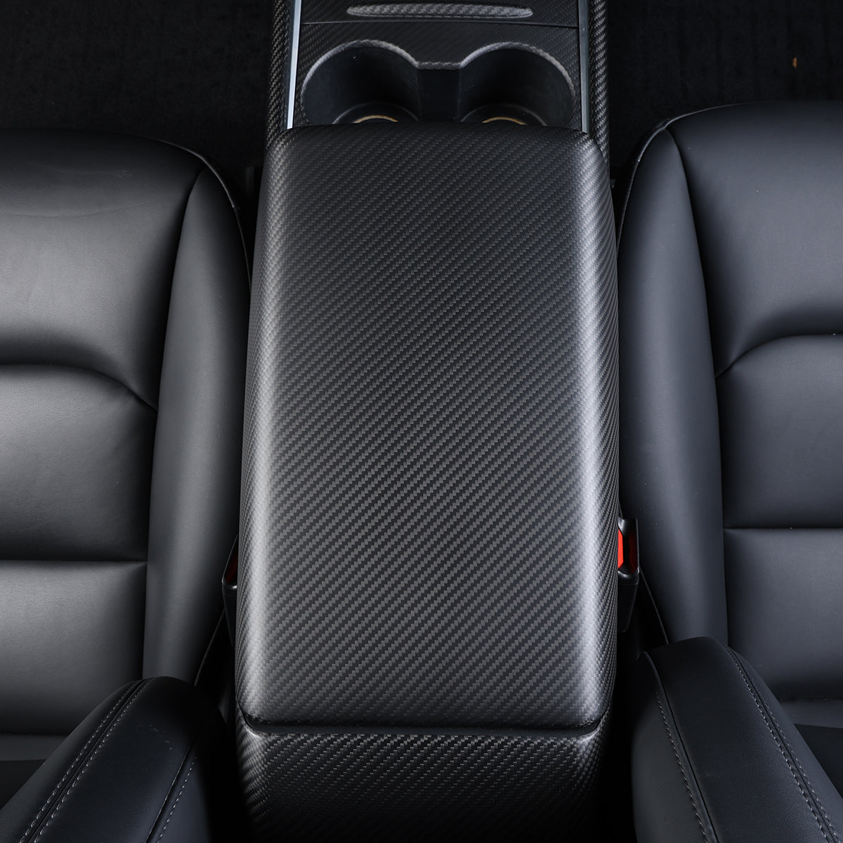 Tesla Model Y 3 2021-2023 Central Armrest Box Cover Trim Real Carbon Fiber