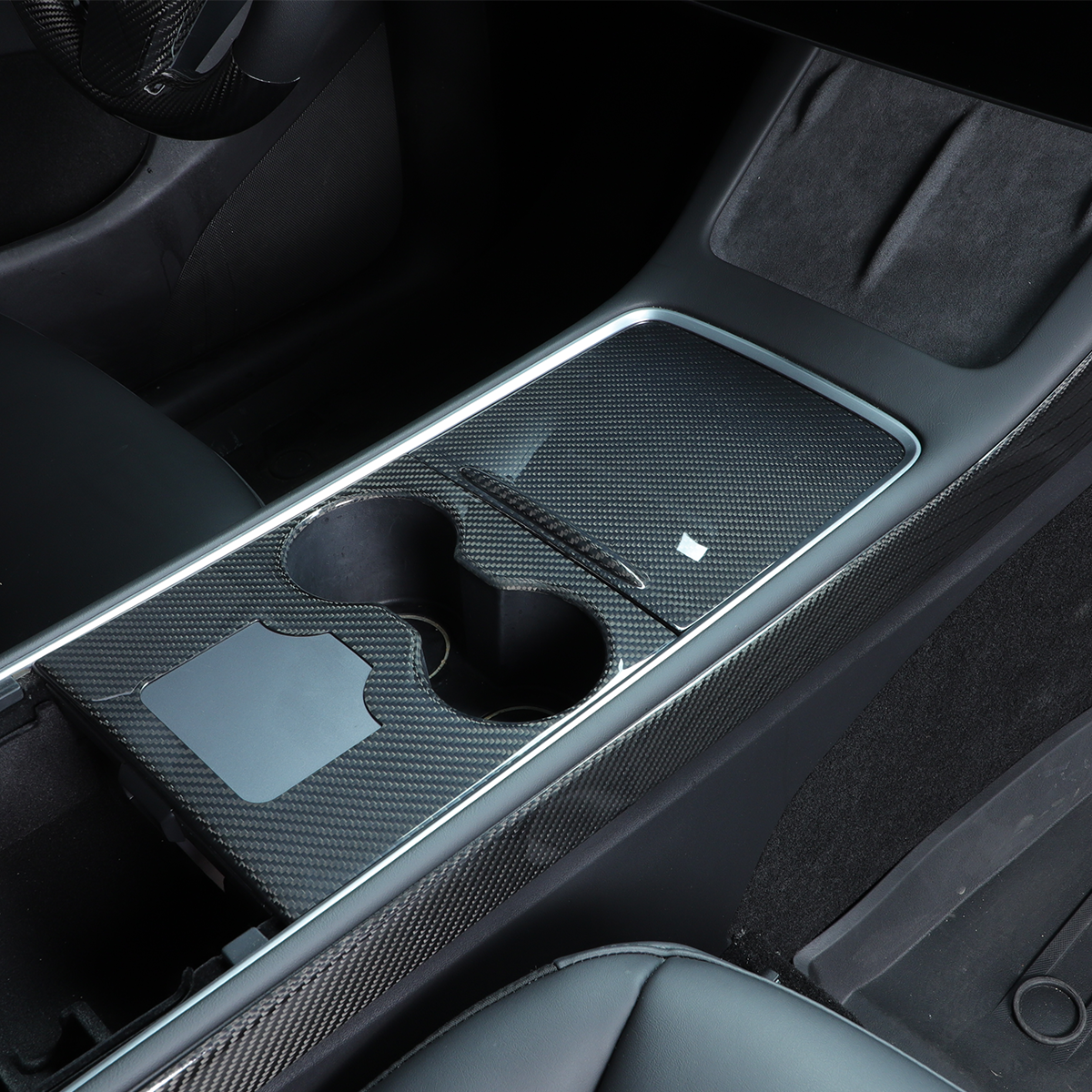 Tesla Model Y 3 2021-2023 Center Console Cover Panel Trim Real Carbon Fiber