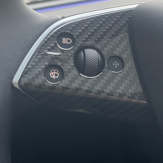 Tesla Model Y Standard Premium 2026 Interior Steering Wheel Sticker Trim Real Carbon Fiber