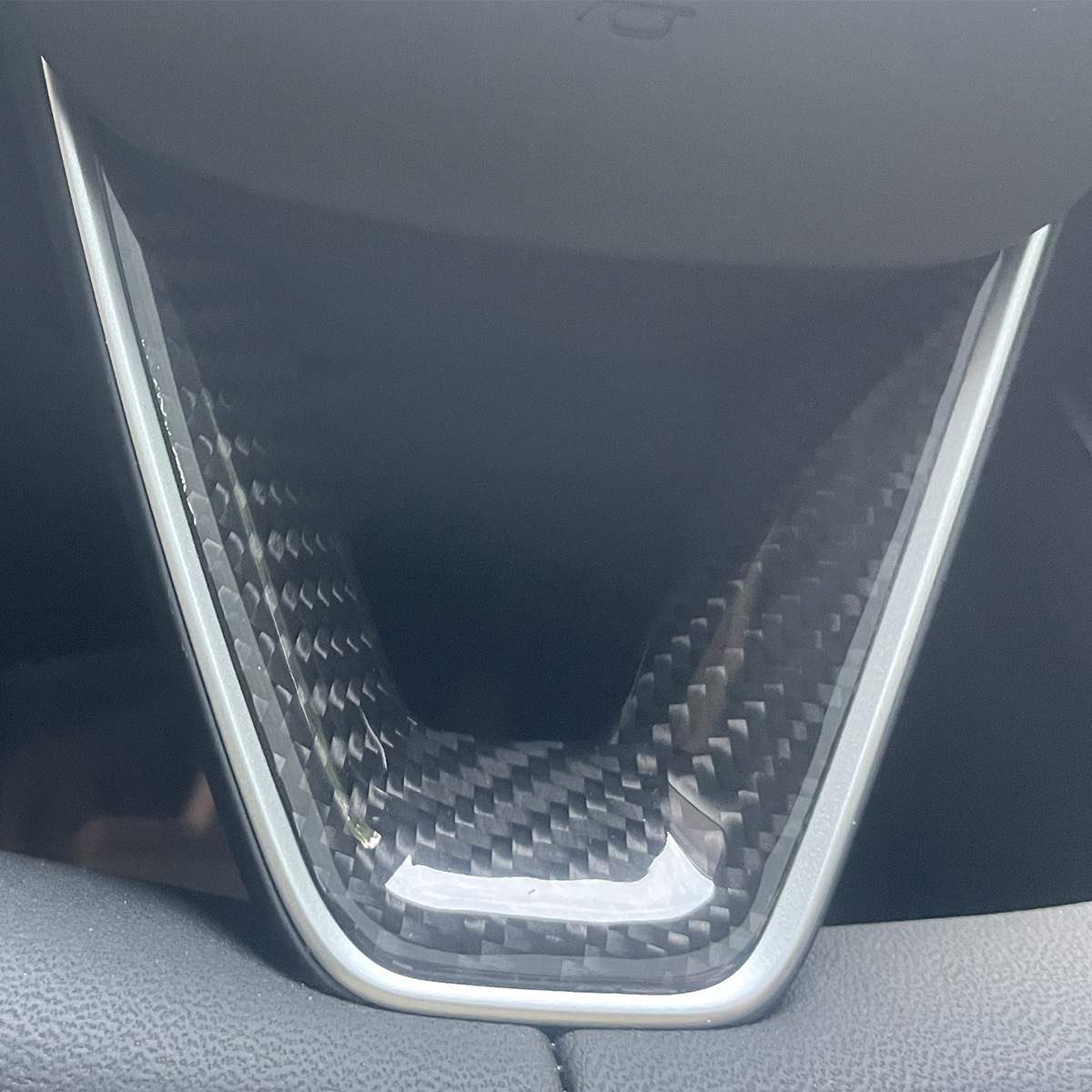 Ev-Mercado Tesla Model Y Juniper 2025 Interior Steering Wheel Sticker Trim Real Carbon Fiber