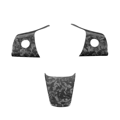Tesla Model Y 3 2019-2023 Real Carbon Fiber Steering Wheel Sticker Trim