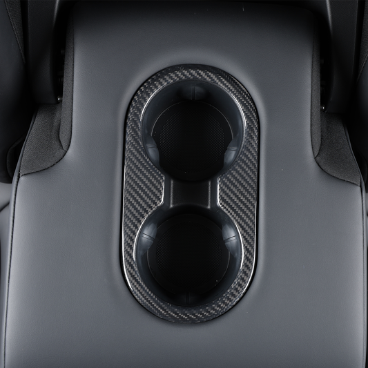 Tesla Model Y 3 2021-2023 Rear Seat Cup Holder Panel Cover Dry Carbon Fiber