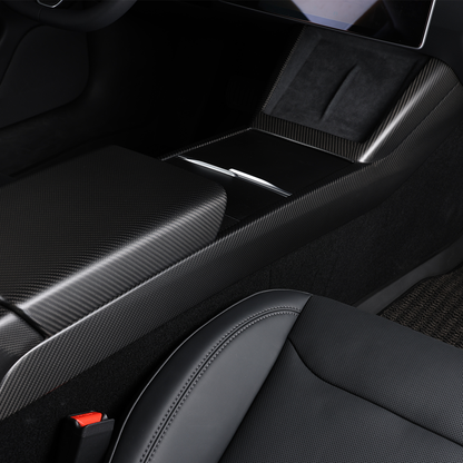 Ev-Mercado Tesla Model Y Juniper 2025 Center Console Side Overlay Dry Carbon Fiber