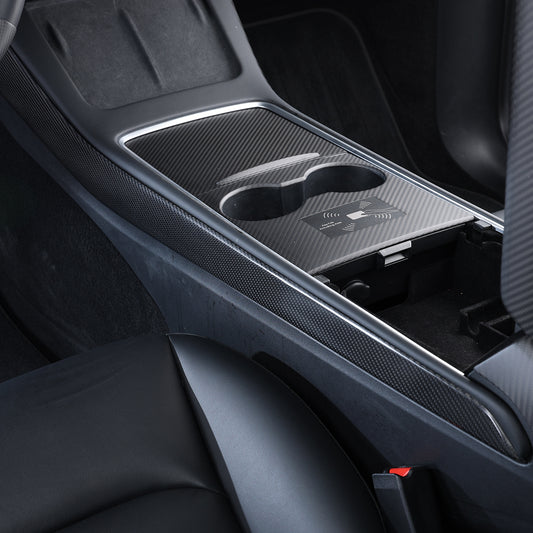 Tesla Model Y 3 2021-2023 Center Console Side Panel Trim Real Carbon Fiber