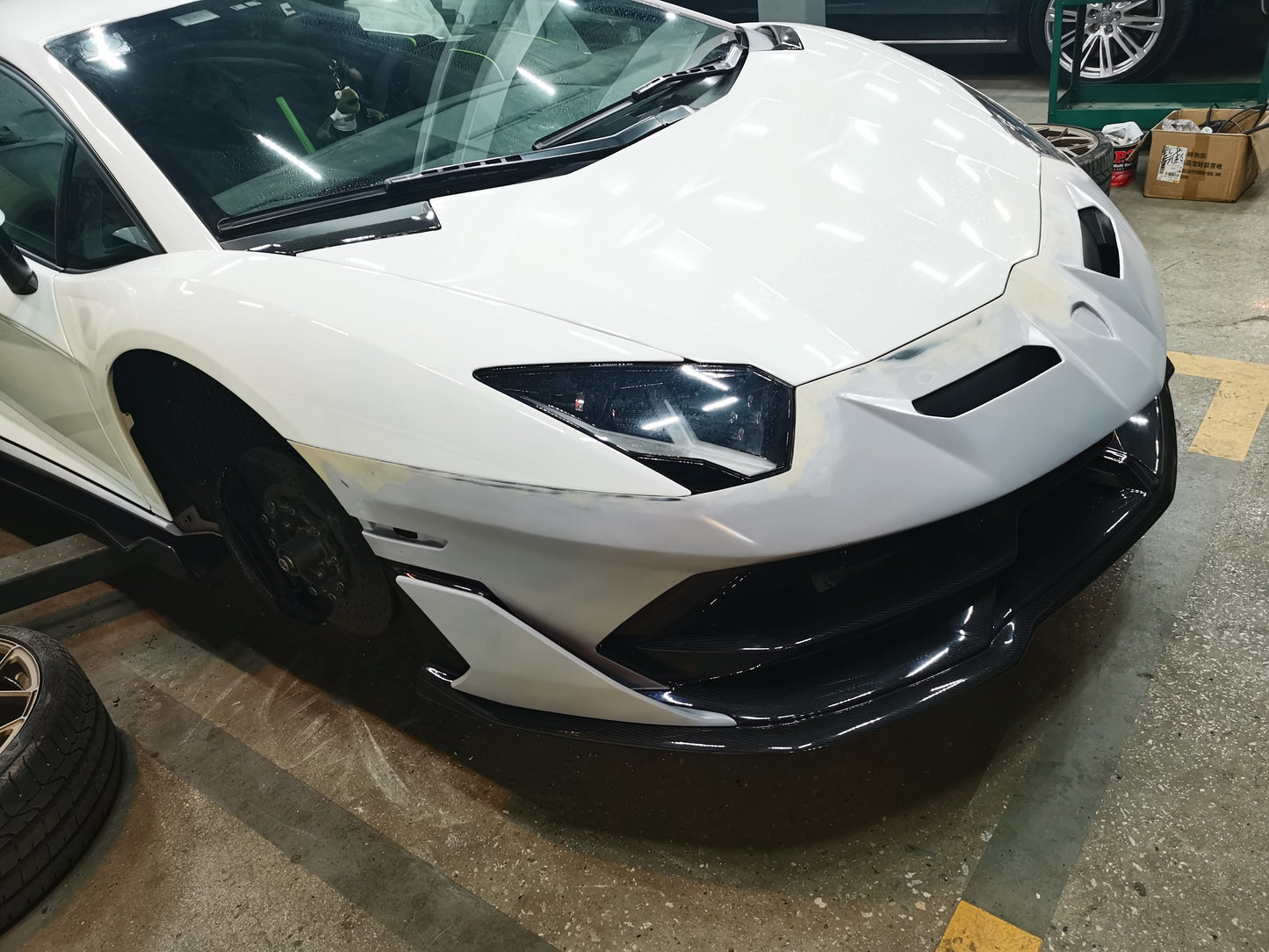 2019 Lamborghini Aventador SVJ Front Bumper Lip Body Kit Carbon fiber Replacement Style