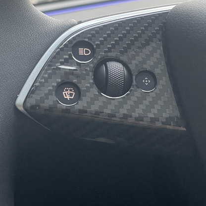 Ev-Mercado Tesla Model Y Juniper 2025 Interior Steering Wheel Sticker Trim Real Carbon Fiber