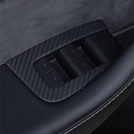 Tesla Model 3 Highland 2024-2025 Door Armrest Window Lift Button Panel Trim Dry Carbon Fiber