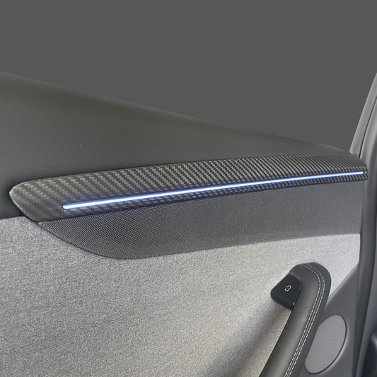 2025 Tesla Model Y Juniper Door Panel Trim Cover Real Carbon Fiber